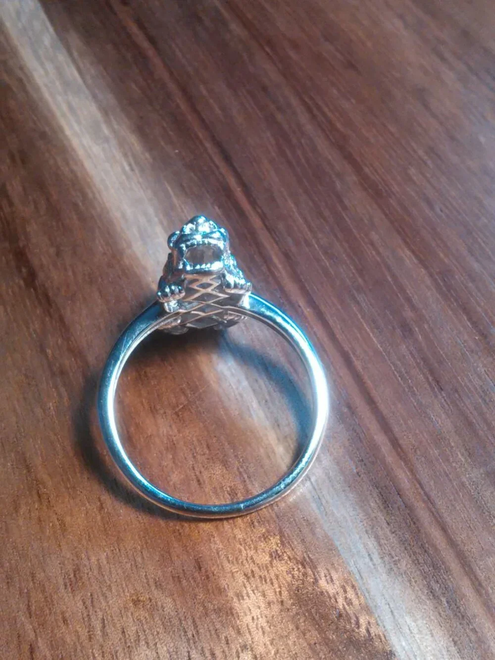 Natural White Jade Sterling Silver Dragon Ring (Size 10)